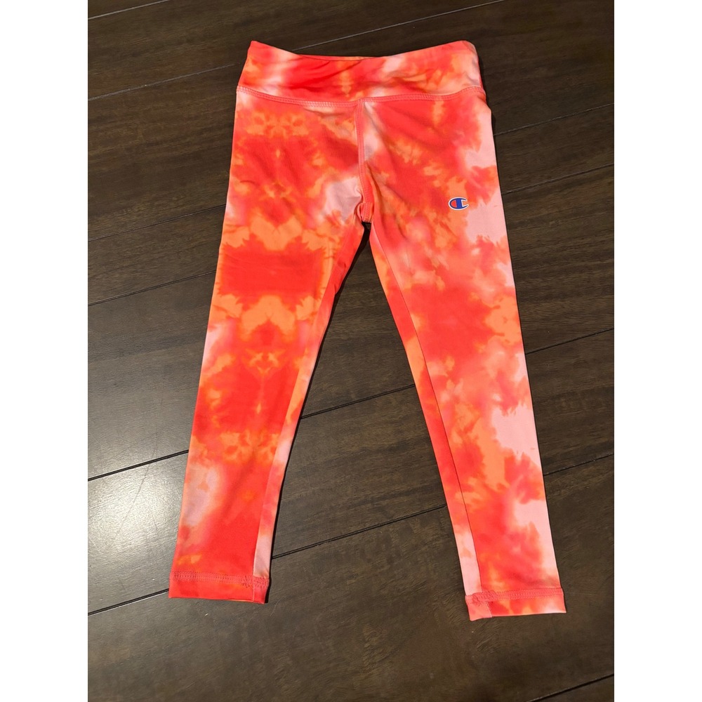 Champion Kids Orange Pink Tie Dye Athletic Leggings Size 4 Activewear Pants